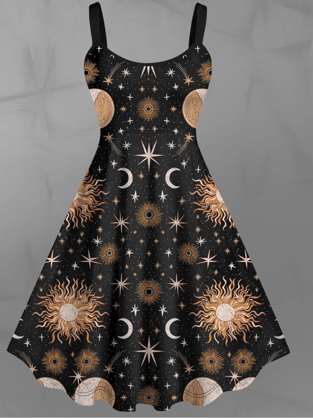 Celestial Whimsigoth Sun Moon Space Stars Cosmic 90s Witchy Mystical Dress XL